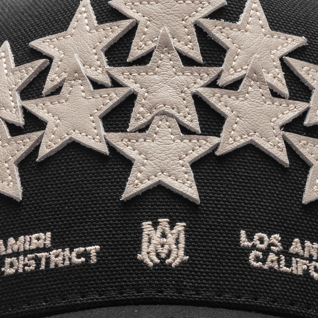 Leather Star Trucker Hat Black