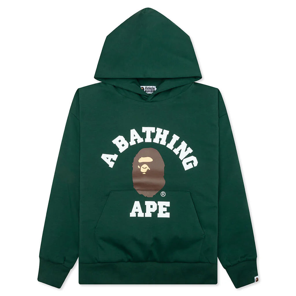 College Puffy Relaxed Fit Pullover Hoodie Green