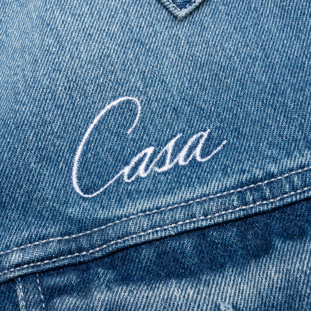 Stone Wash Denim Embroidered Motif Jacket Stone Wash