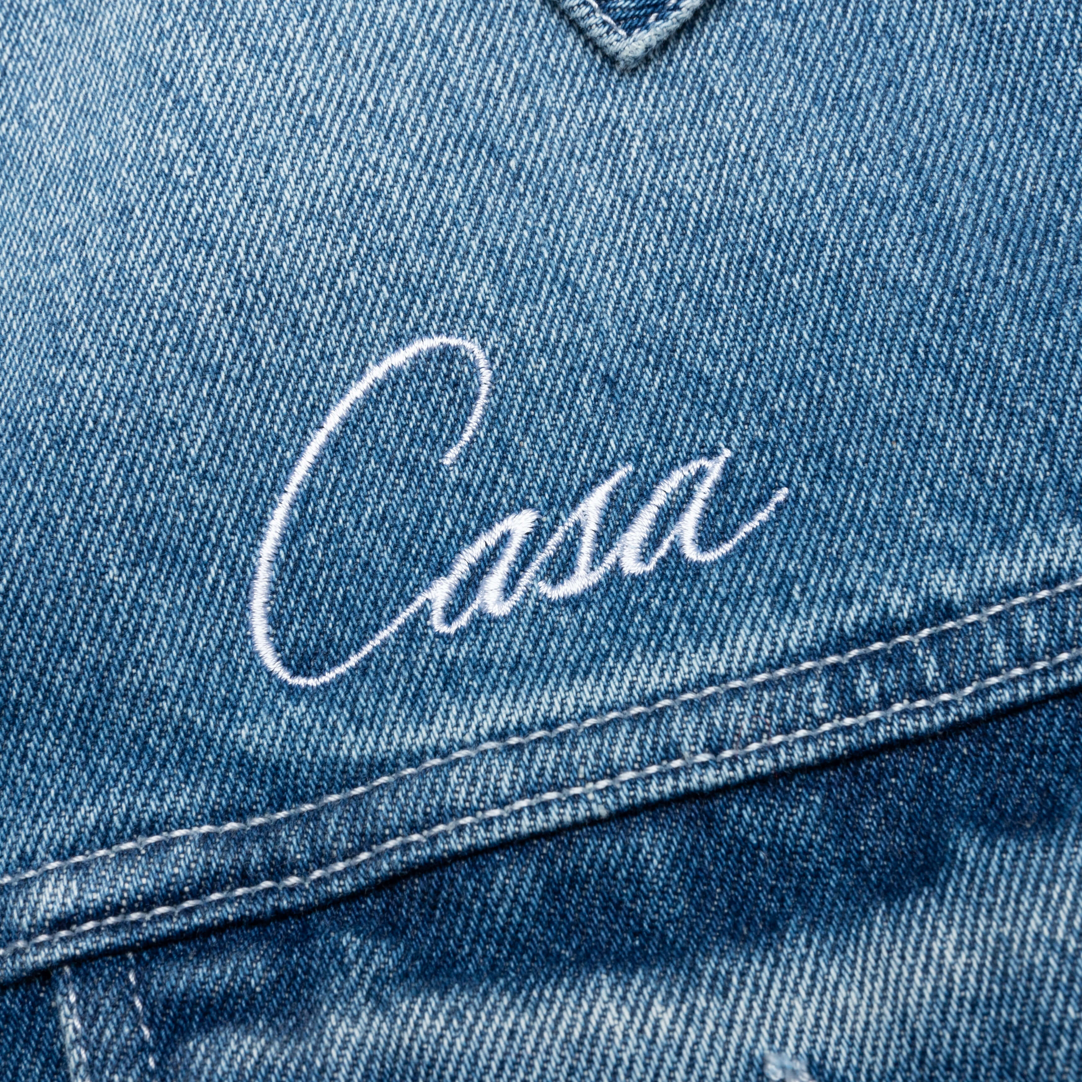 Stone Wash Denim Embroidered Motif Jacket Stone Wash