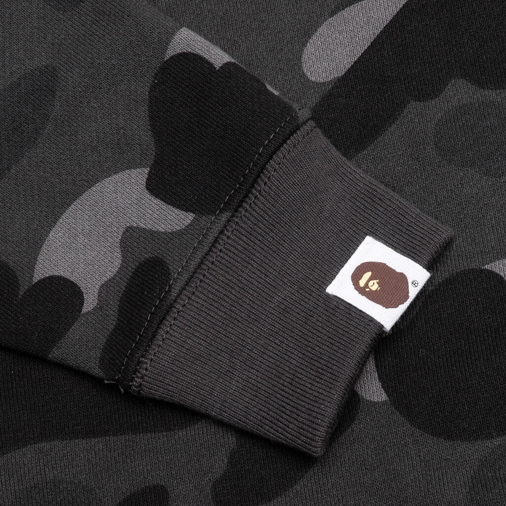 Kids Color Camo Shark Zip Hoodie Black