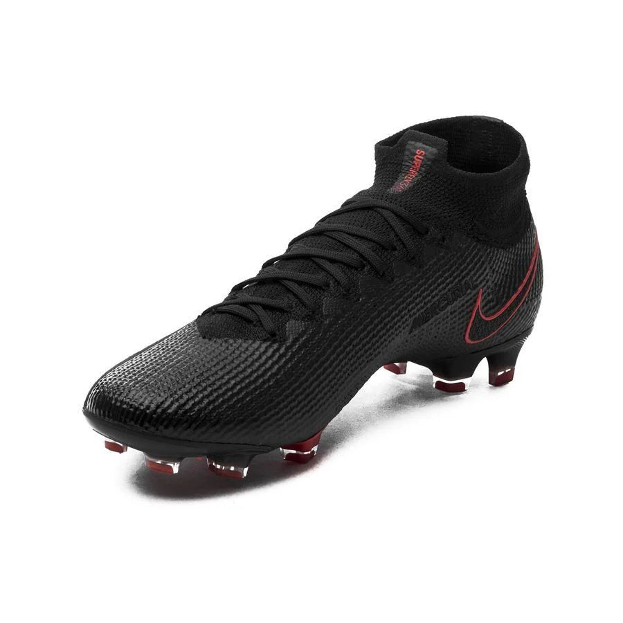 Nike Mercurial Superfly 7 Elite FG Firm Ground Mens Soccer Cleats Black Chile Red Dark Smoke Grey