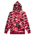 Palm Tree Camo Relaxed Fit Shark Full Zip Hoodie Red