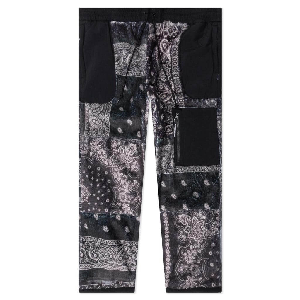 Bandana Pattern Fleece Pants Black