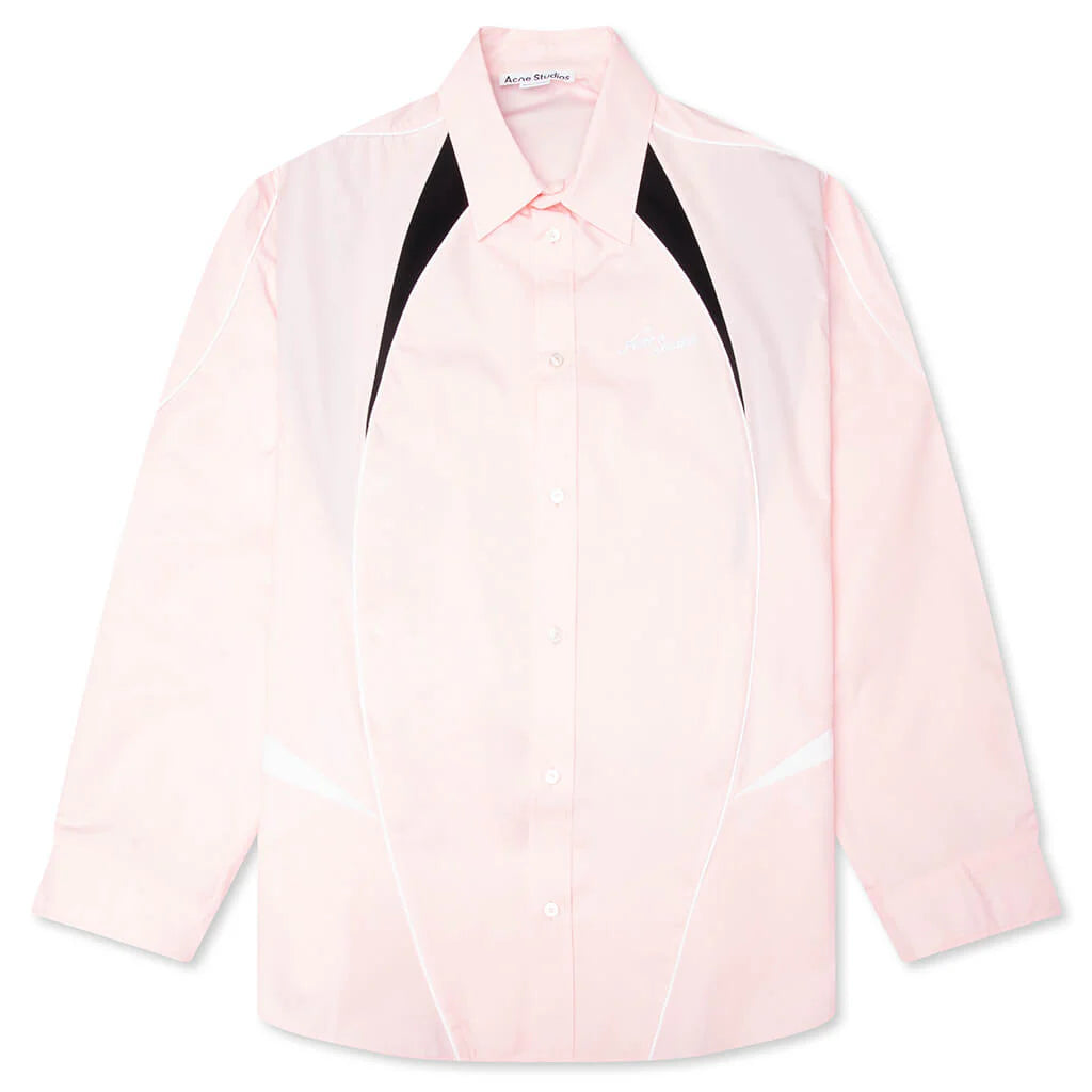 Embroidered Logo Button Up Shirt Baby Pink