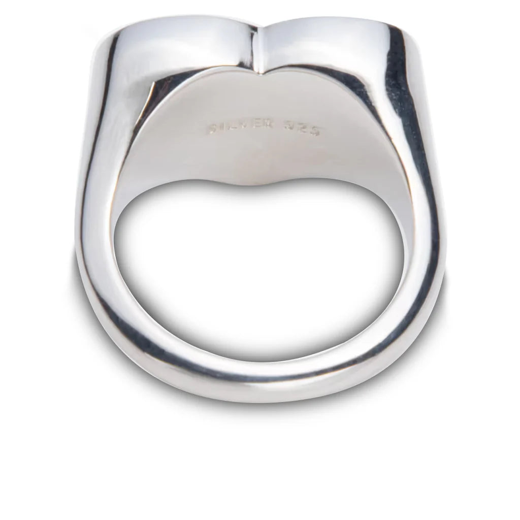 Heart Silver Ring Black