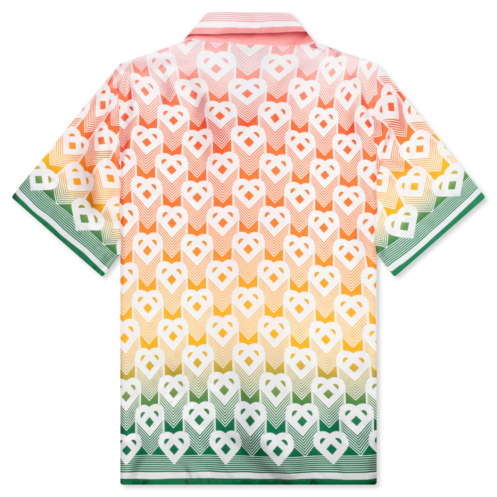 Unisex Cuban Collar S S Shirt Heart Monogram Gradient