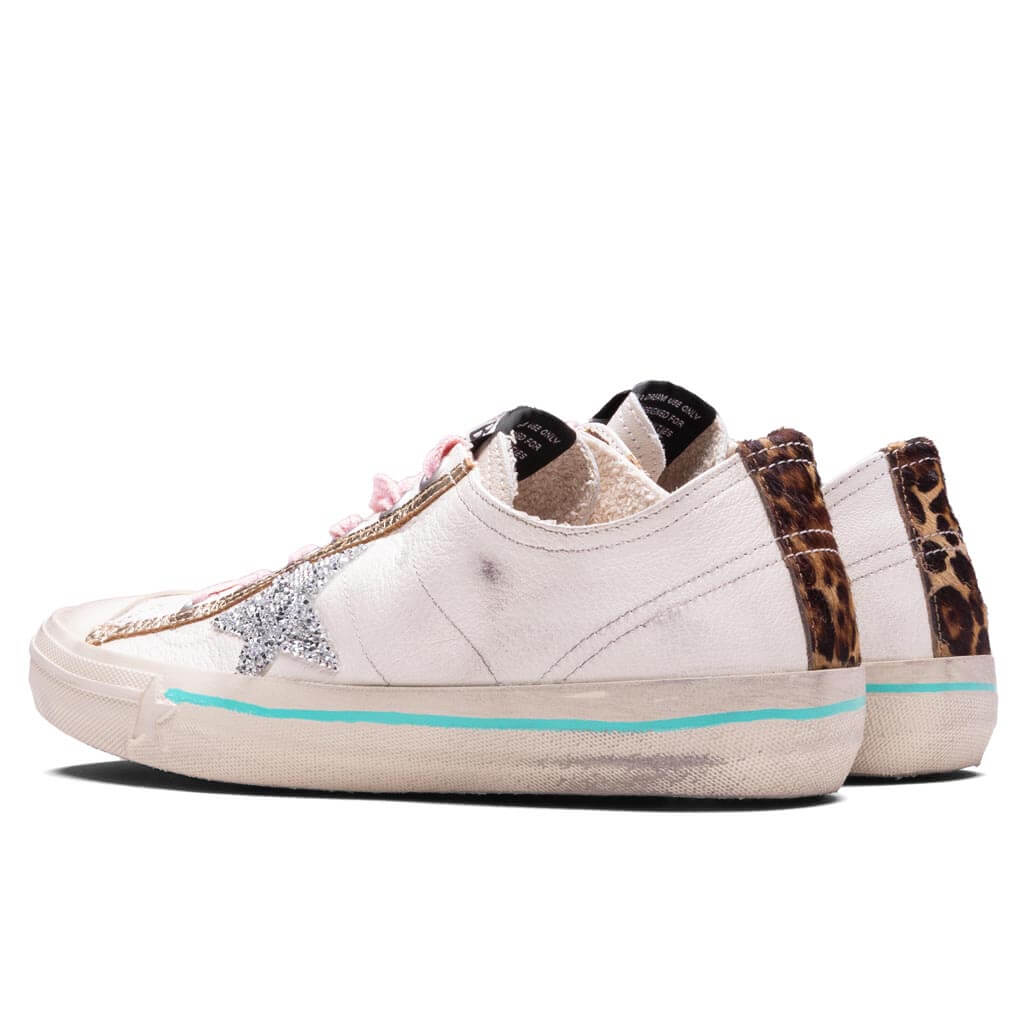 Womens V Star White Silver Beige Brown Leo