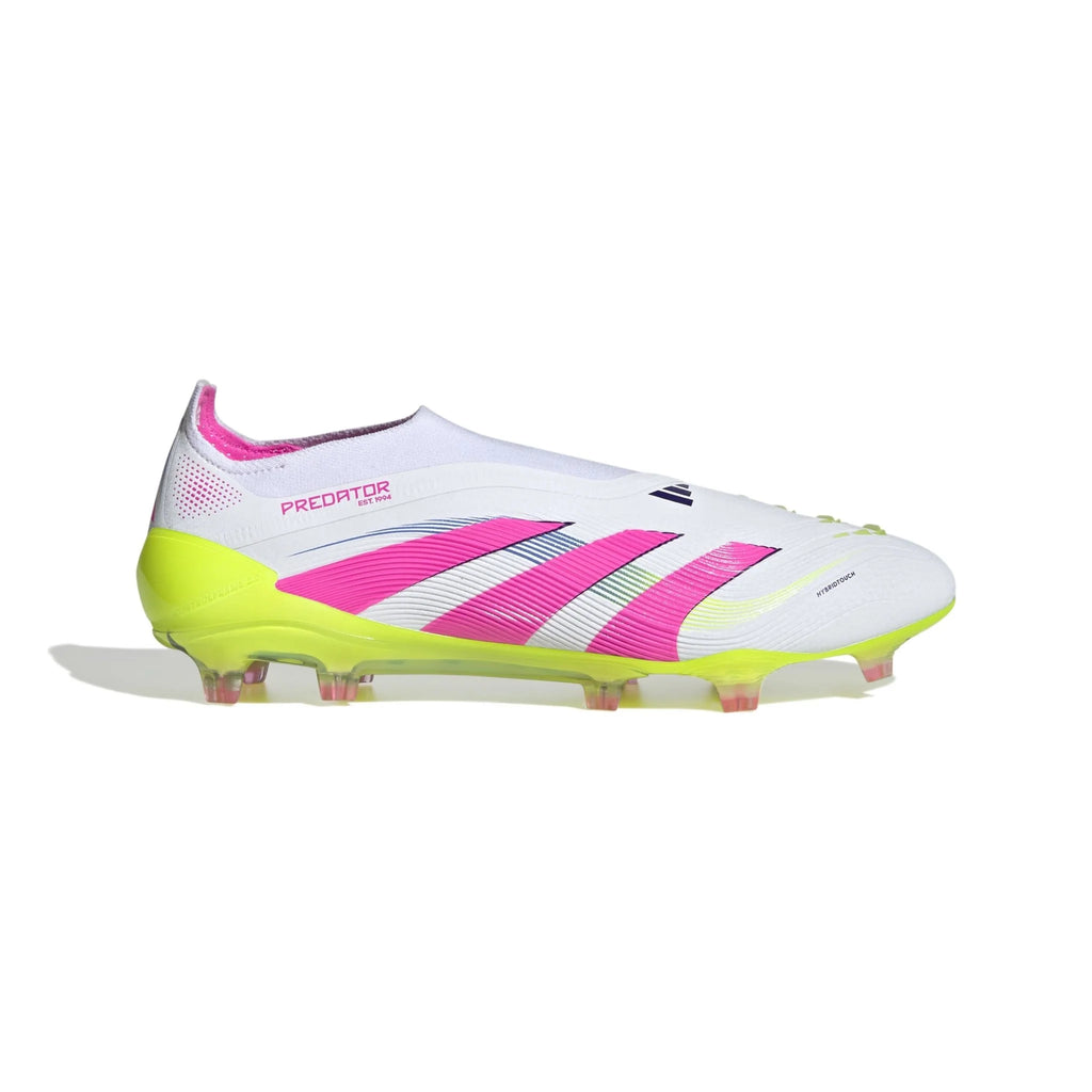 adidas Predator Elite Laceless FG Laceless Firm Ground Soccer Cleats White Lucid Pink Lucid Lemon