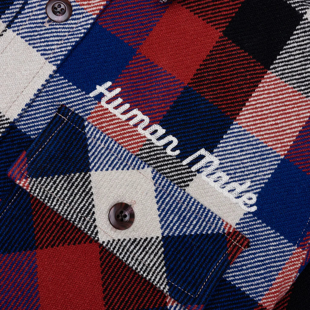 Wool Check Shirt Jacket Red