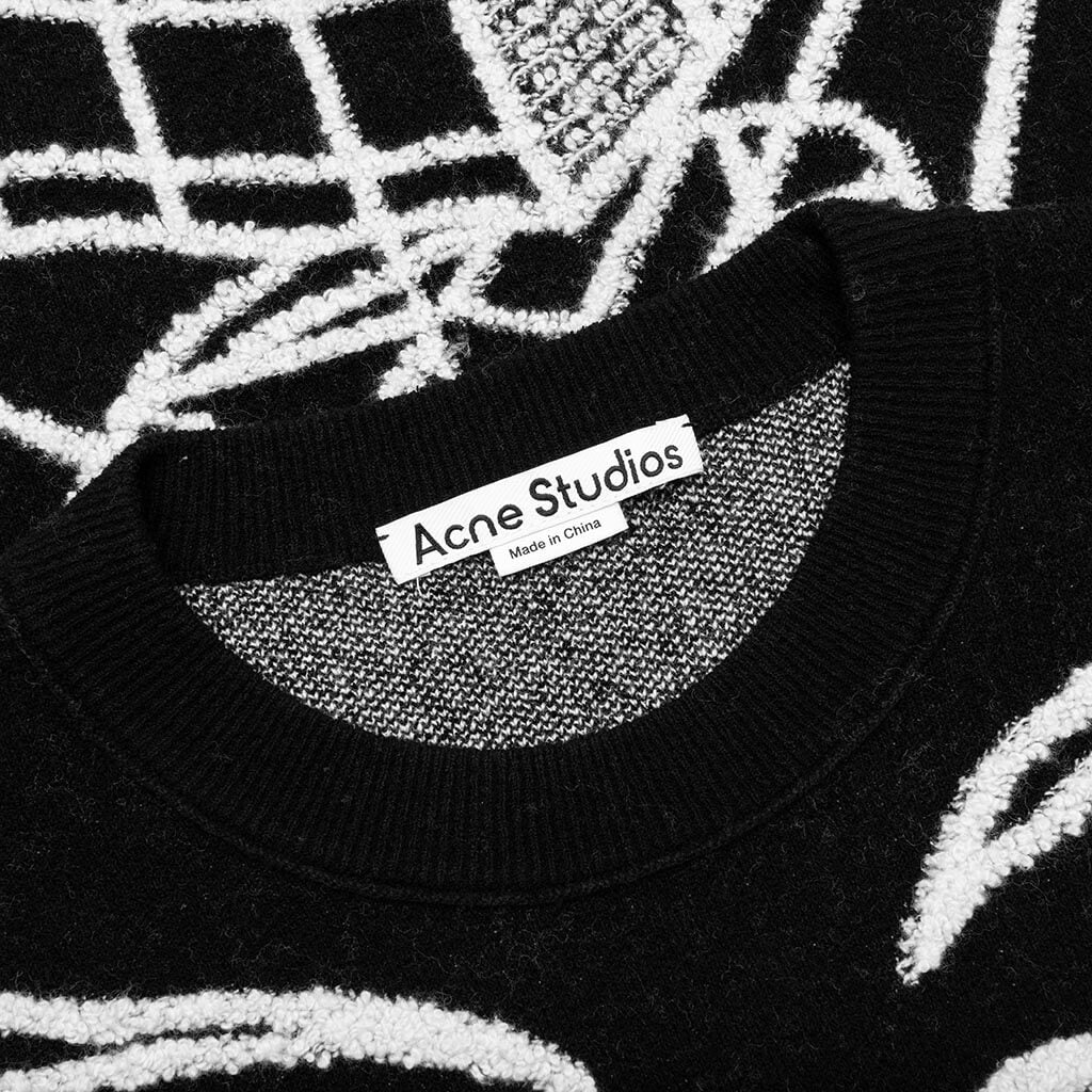Jacquard Logo Jumper Sweater Black Ecru