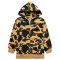 Kids 1ST Camo Patch Print Shark Zip Hoodie Yellow