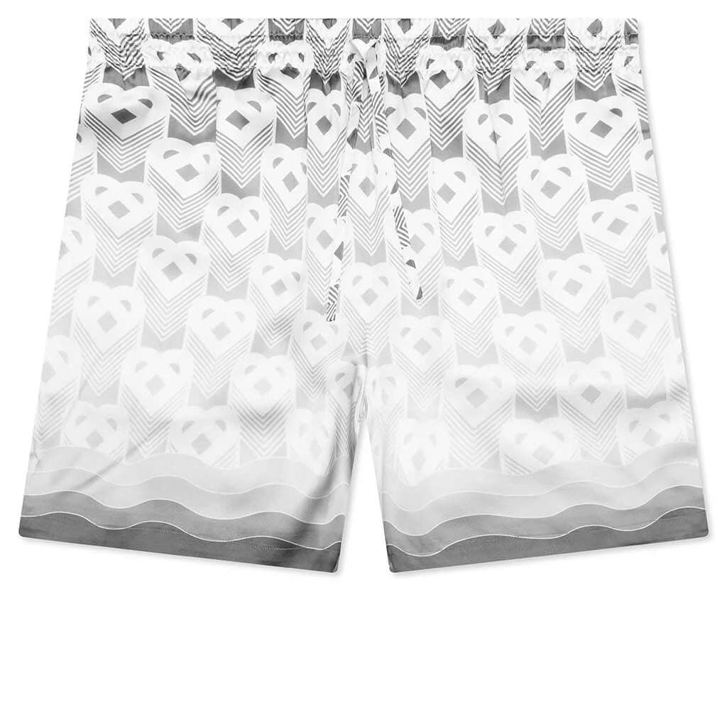 Gradient Heart Monogram Drawstring Shorts Grey