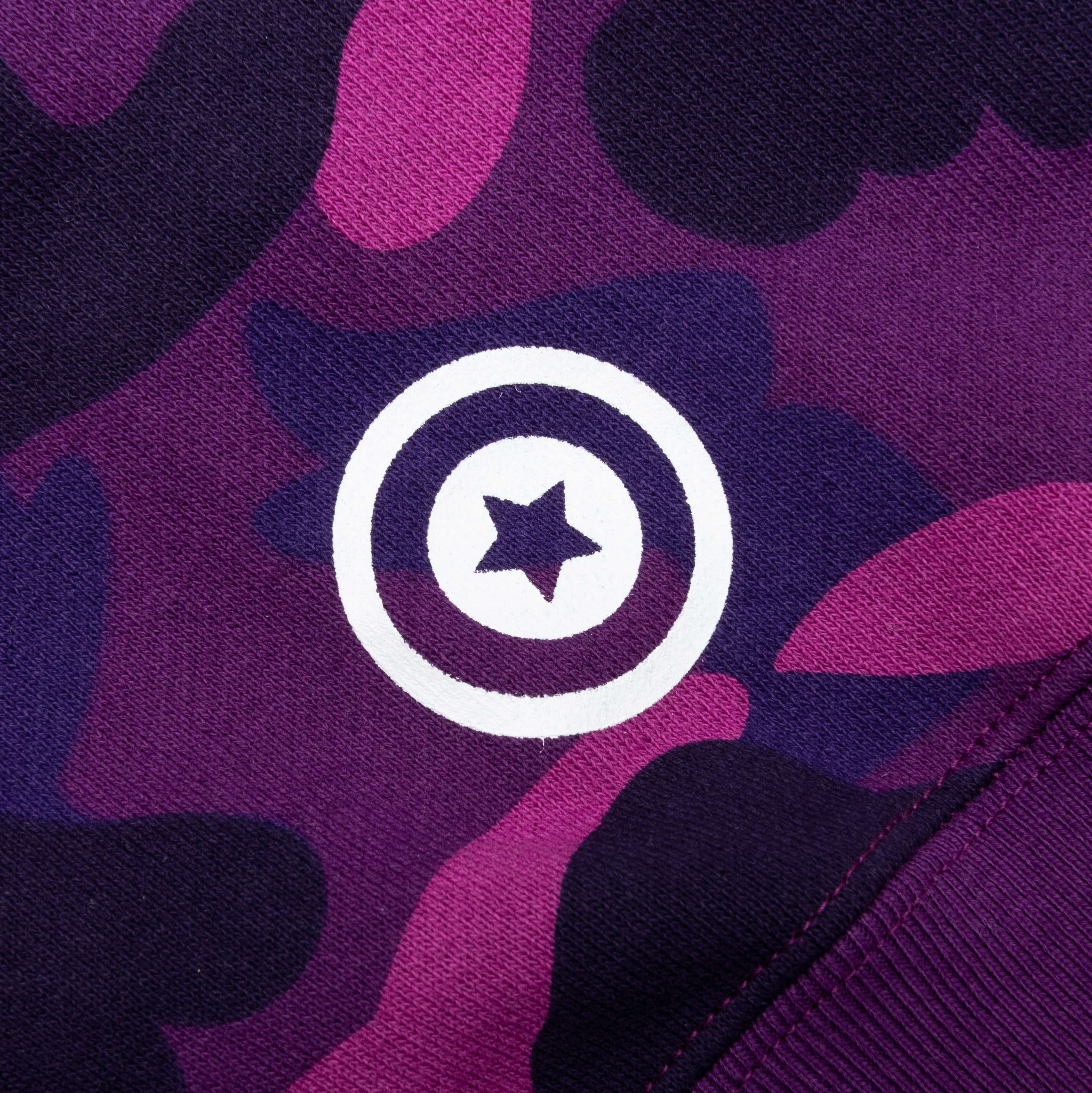 Color Camo Embroidery Shark Crewneck Purple
