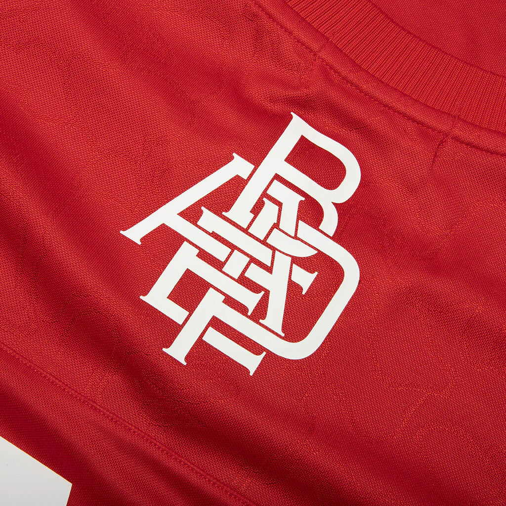Line Camo Jacquard Logo Relaxed Fit Ice Hockey Jersey Red