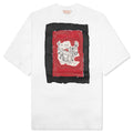 Cotton T Shirt with Dante Patch Lily White