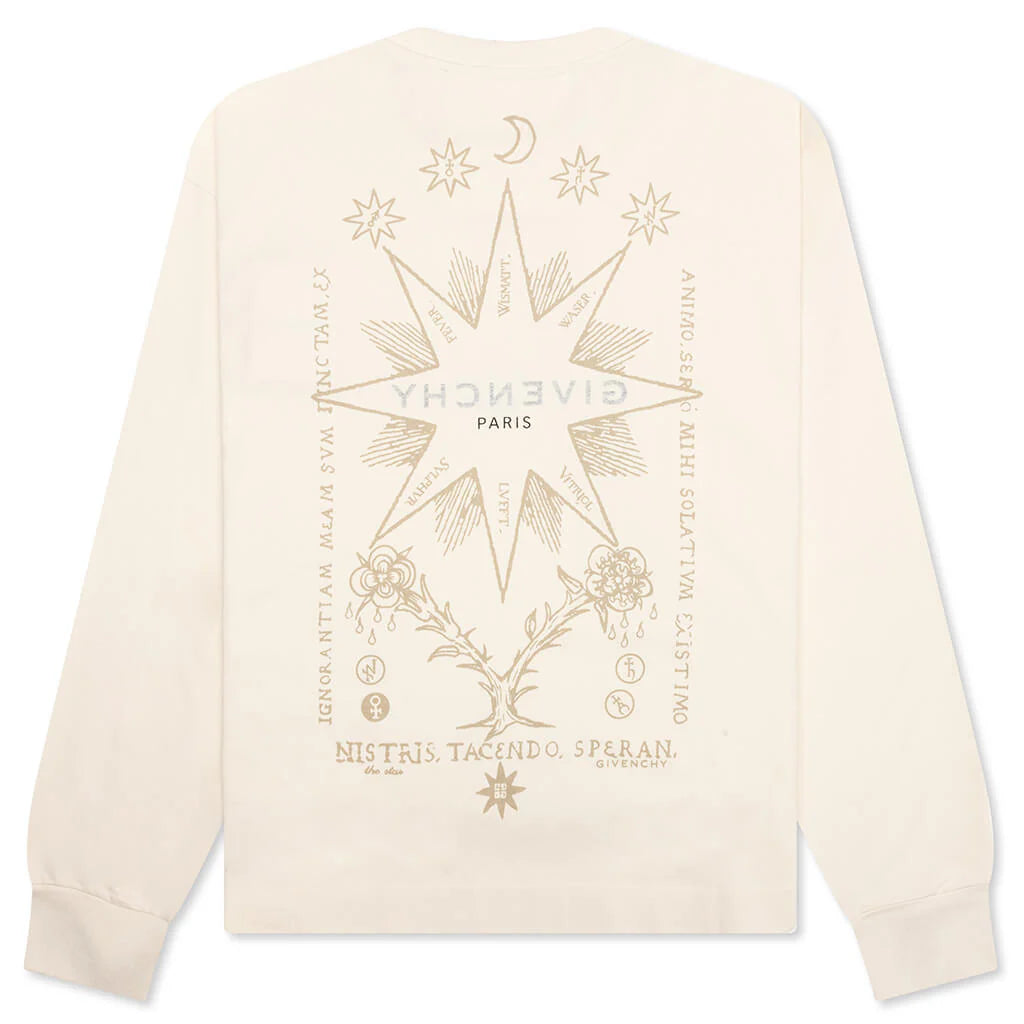 Boxy Fit Tarot Long Sleeve T Shirt Ivory