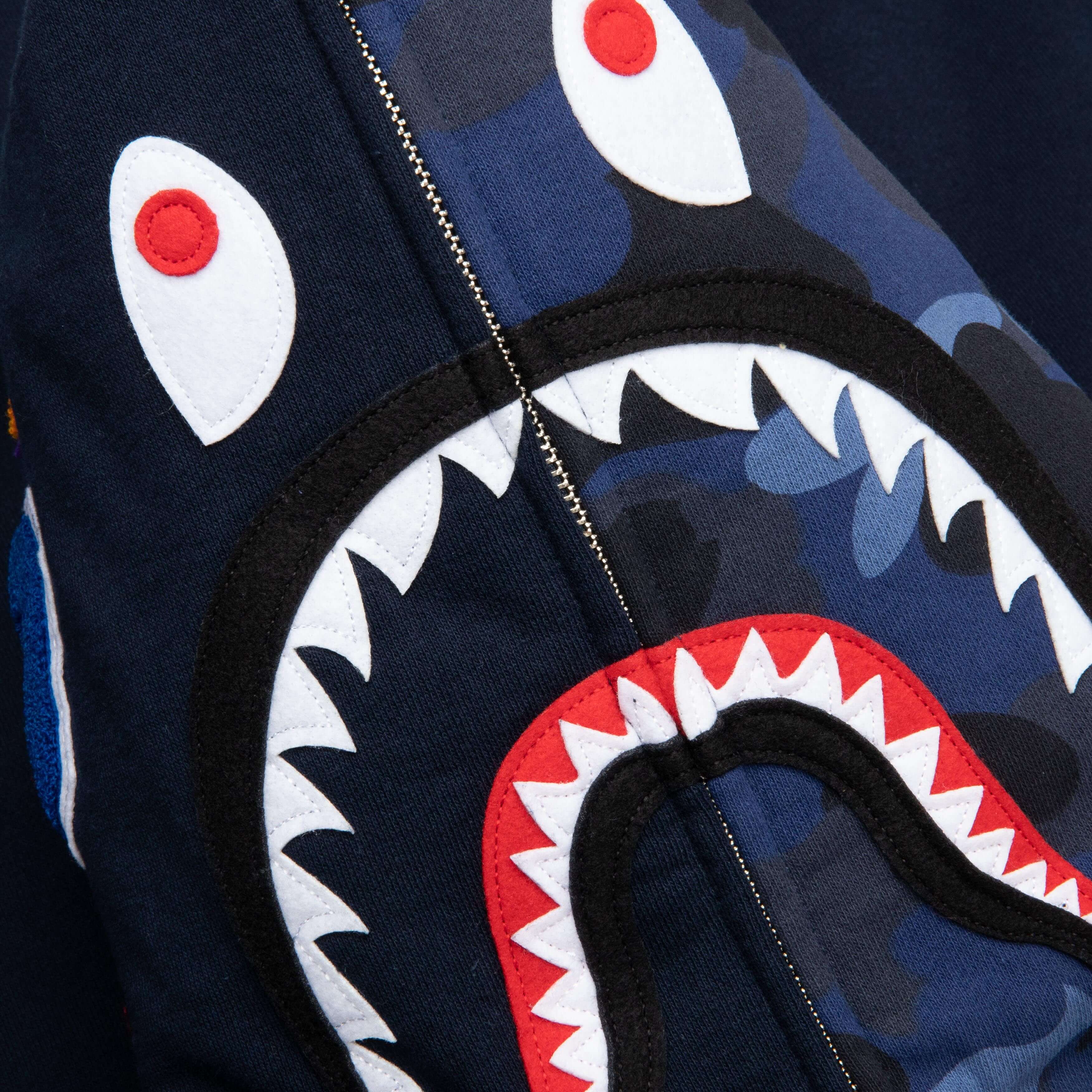 Color Camo Shark Full Zip Hoodie Navy