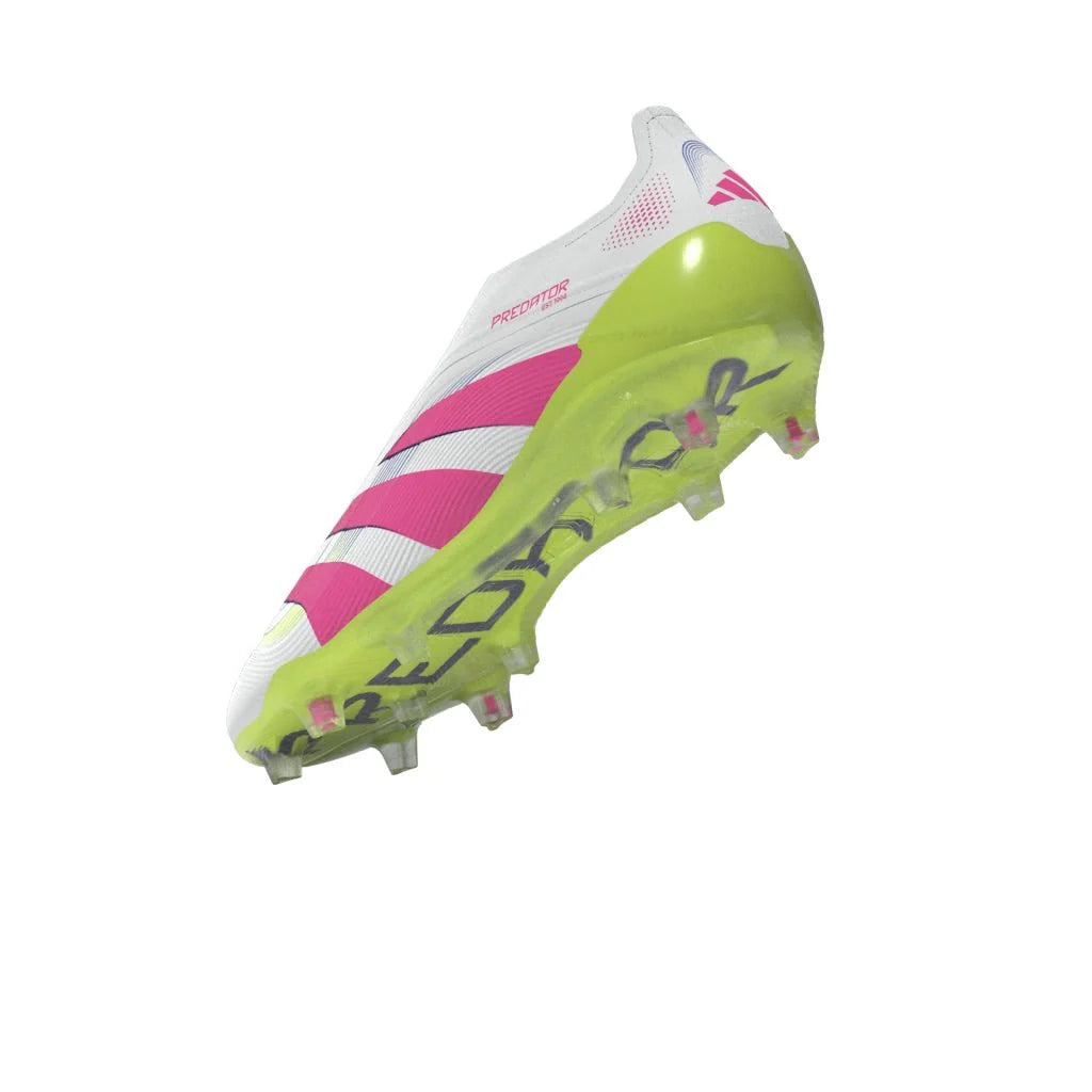 adidas Predator Elite Laceless FG Laceless Firm Ground Soccer Cleats White Lucid Pink Lucid Lemon