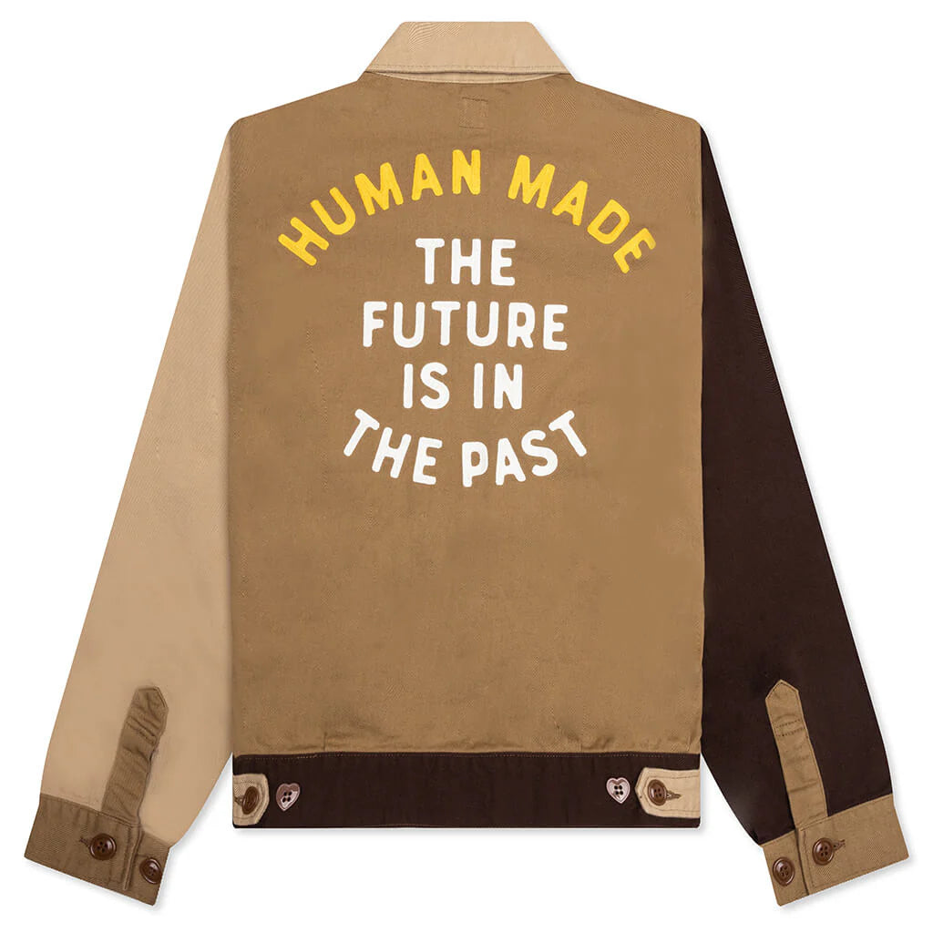 Zip Up Work Jacket Brown