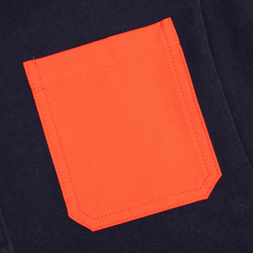 Chest Pocket Oversized Contrast Shirt Navy