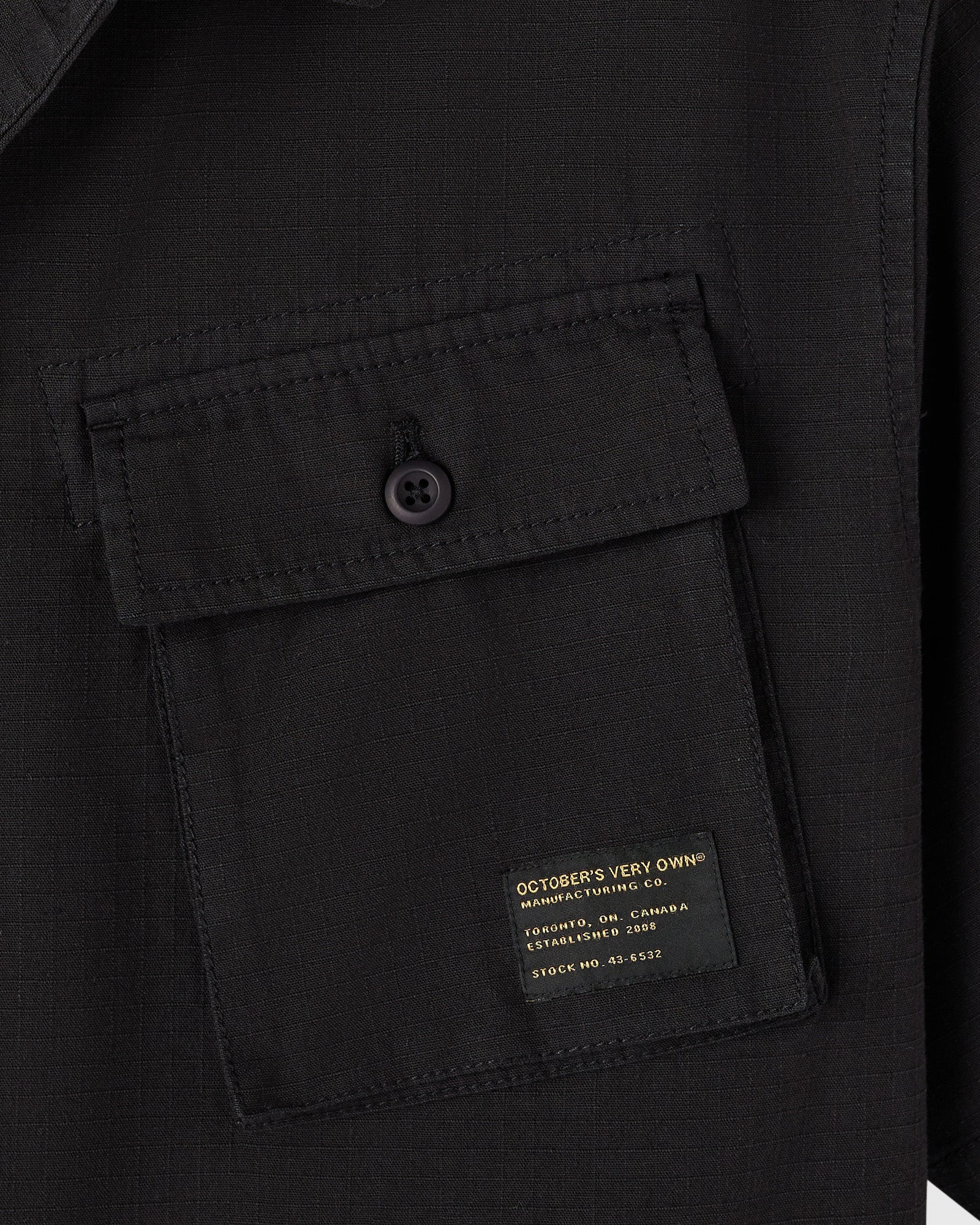 Linen Ripstop Camp Shirt Black