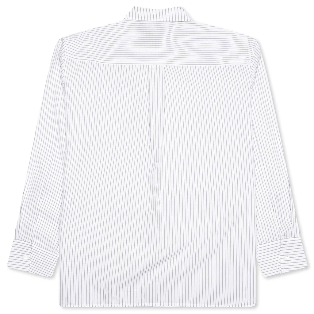 Contrast Patch Pocket Shirt Grey White