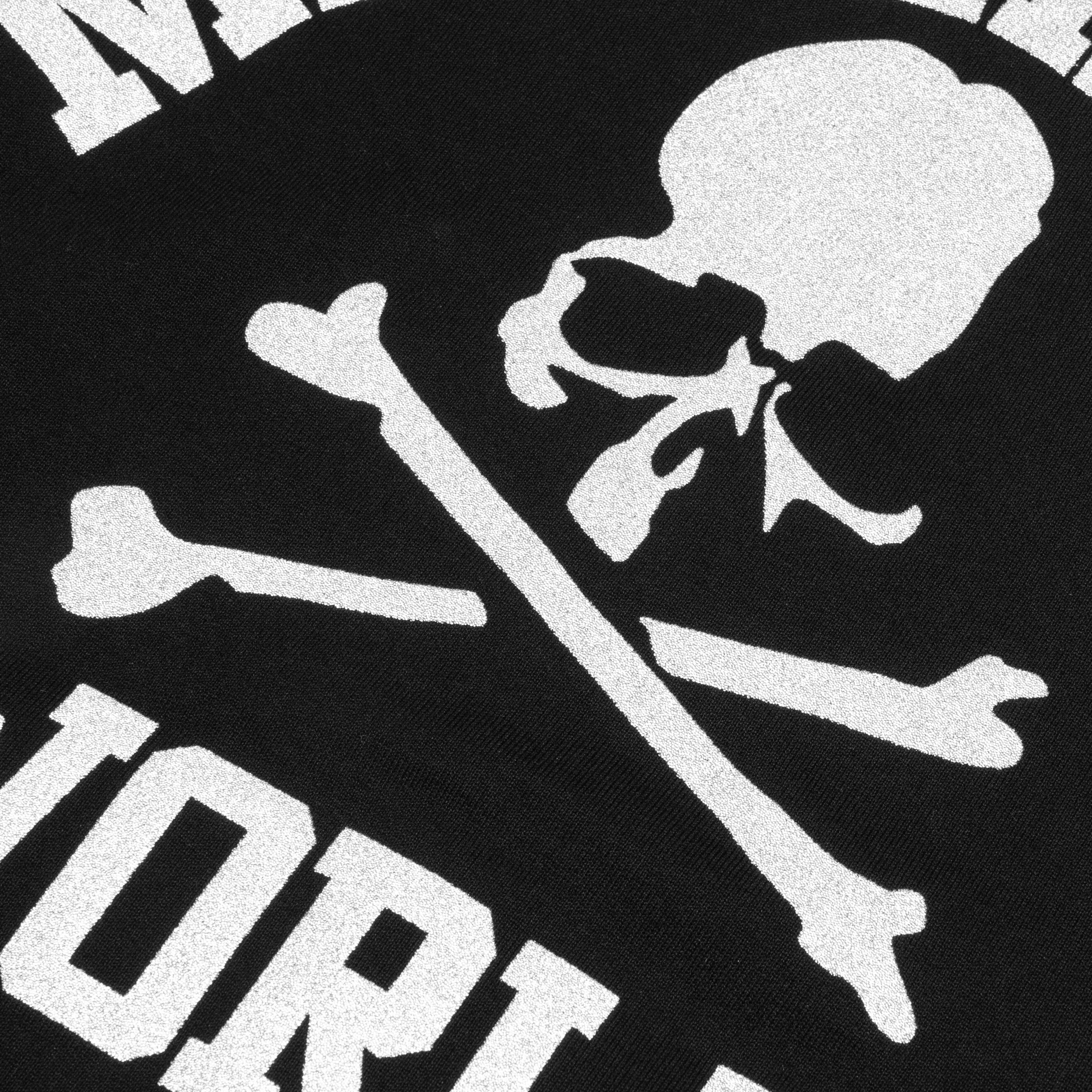 Zip Skull Knitted Hoodie Black