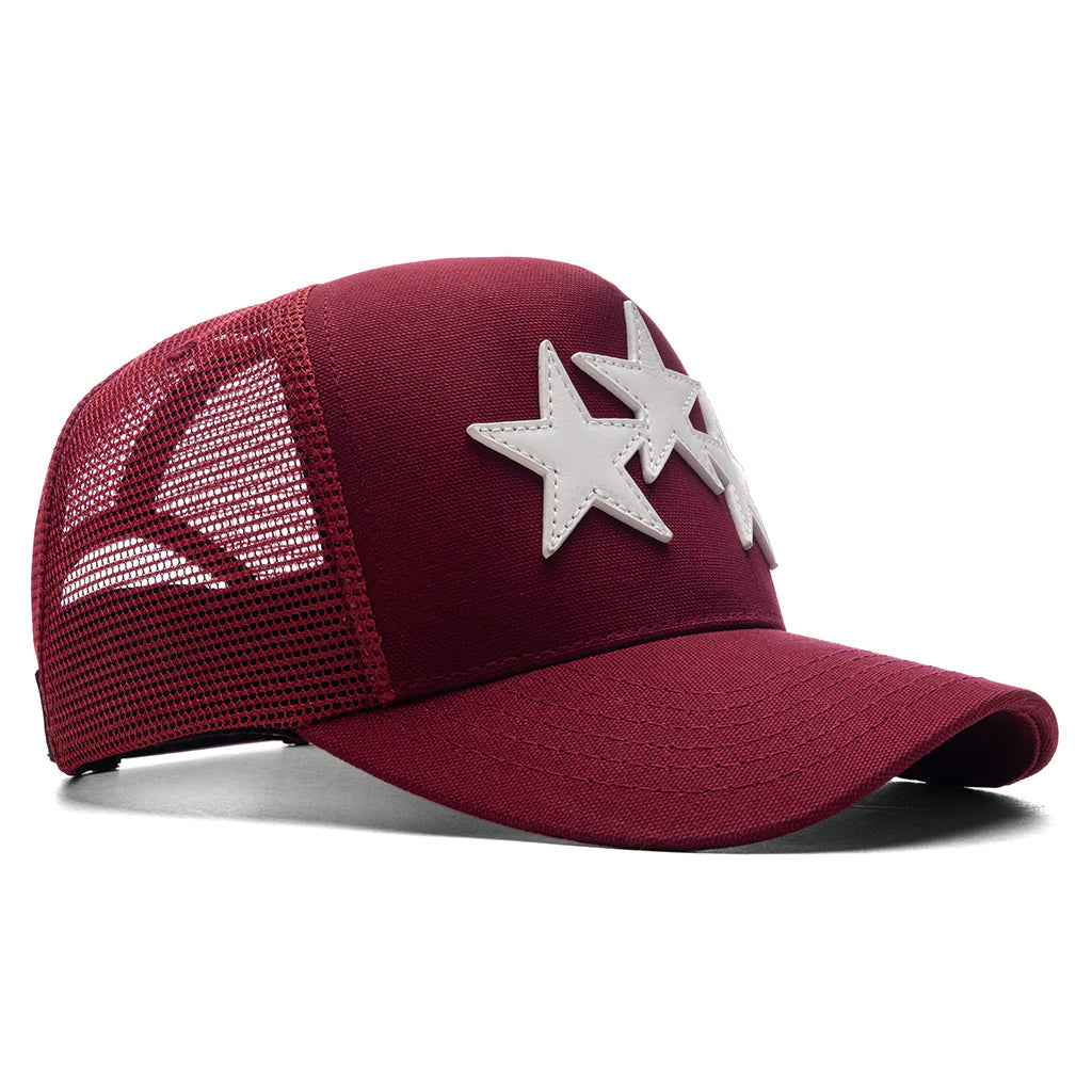 3 Star Trucker Hat Burgundy