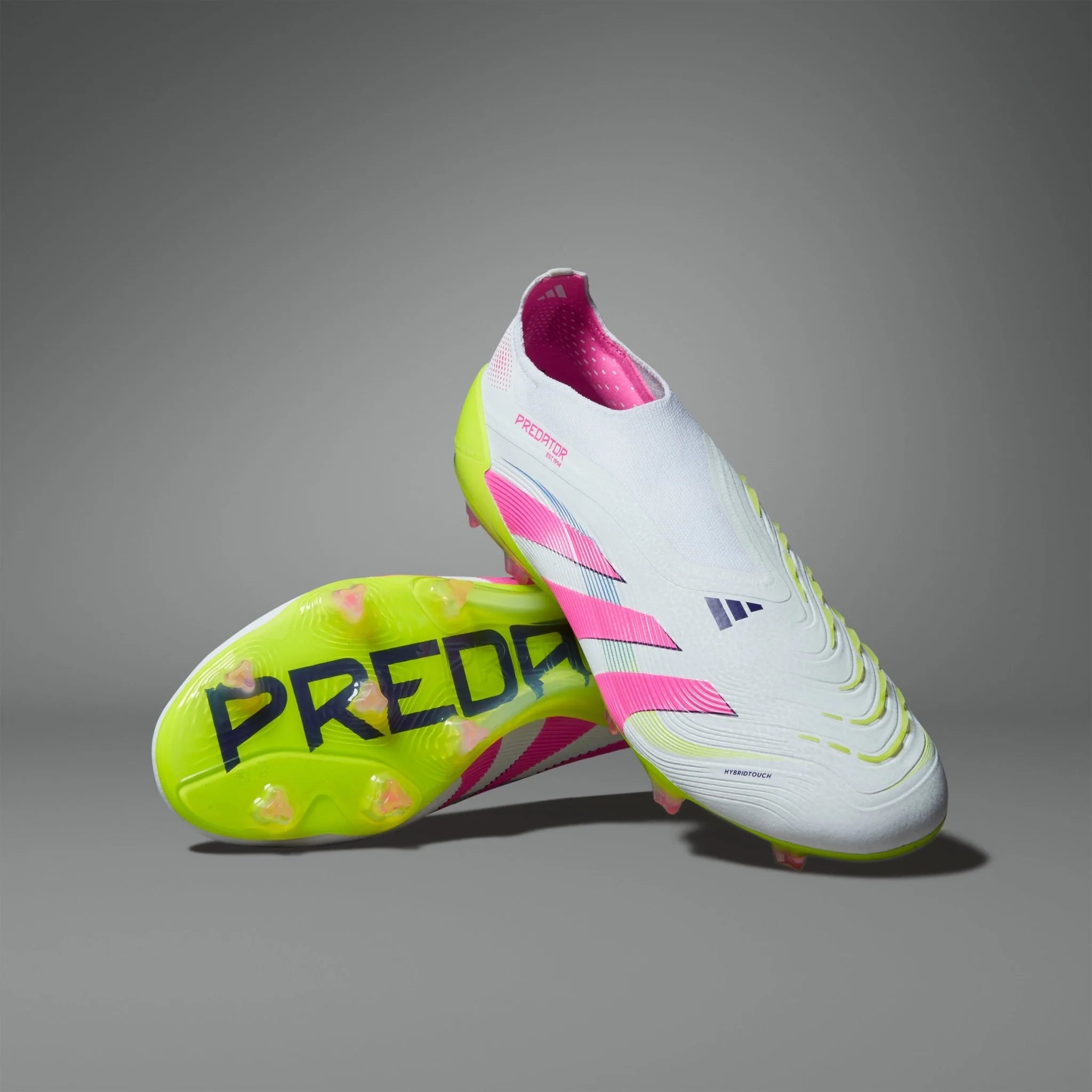 adidas Predator Elite Laceless FG Laceless Firm Ground Soccer Cleats White Lucid Pink Lucid Lemon
