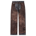 Regular Fit Trompe loeil Printed Jeans Blue Brown
