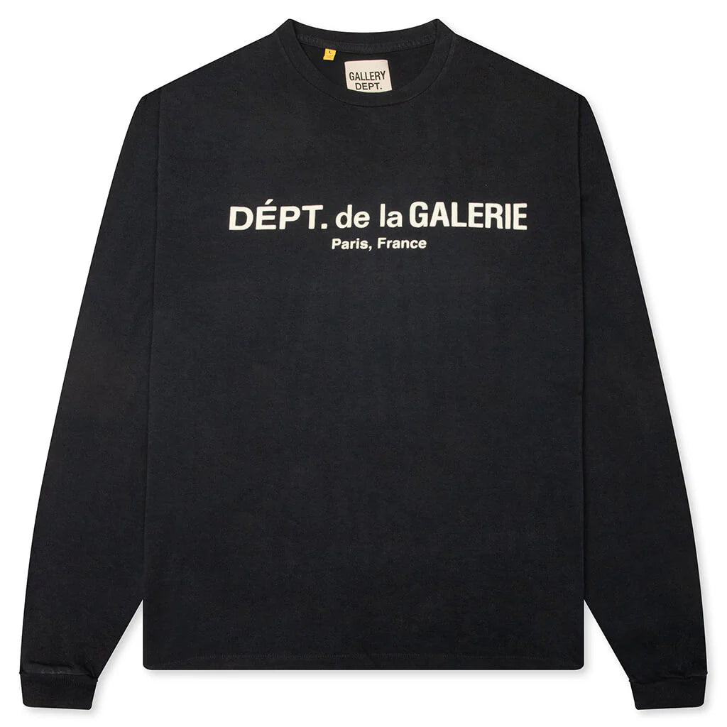French Logo Lux L S Tee Washed Black