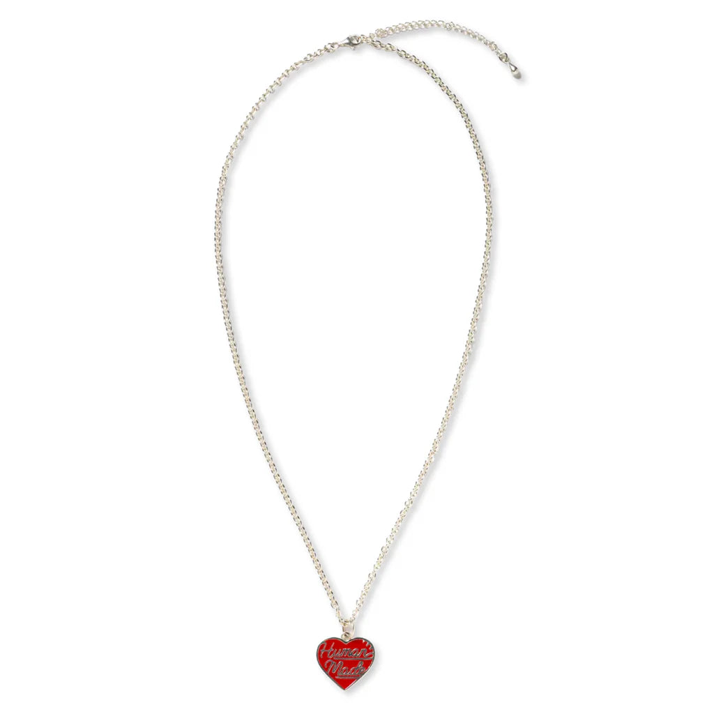 Heart Silver Necklace Red