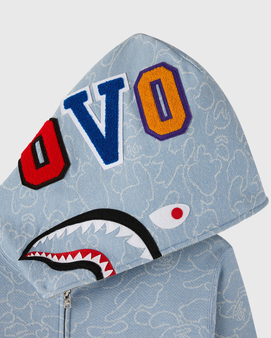 BAPE Neon 1st Camo Shark Full Zip Hoodie Light Indigo