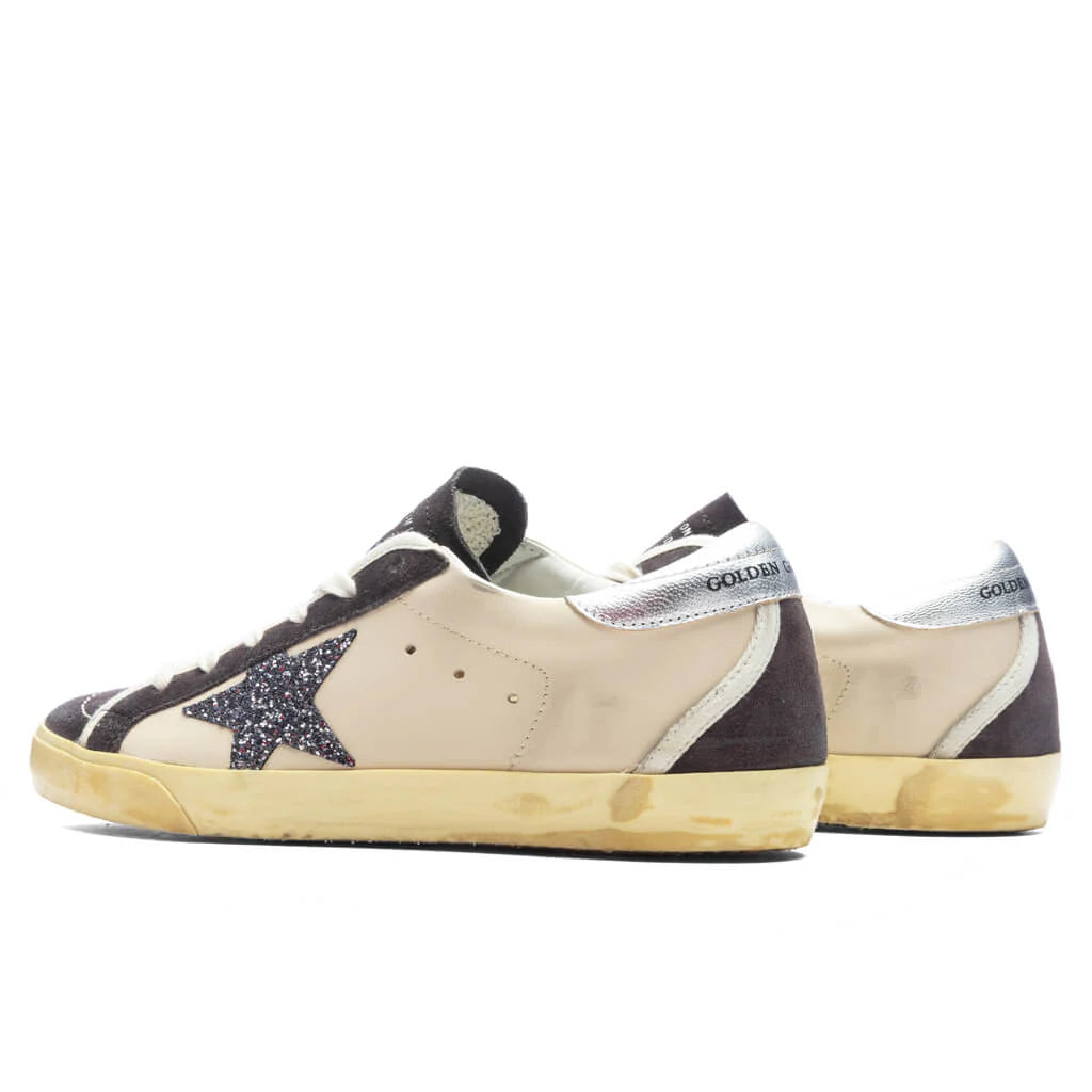 Womens Superstar Glitter Star Beige Dark Grey Grey