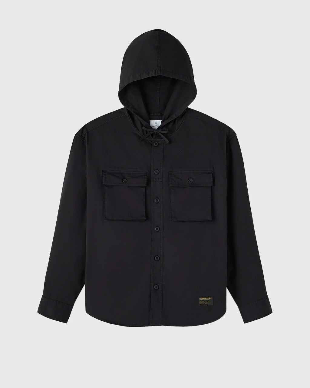 Hooded Button Up Shirt Black