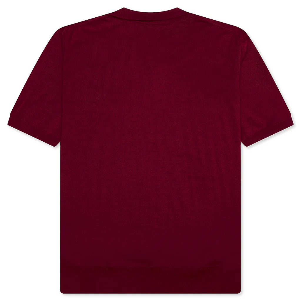 Red Emblem S S Polo Neck Burgundy