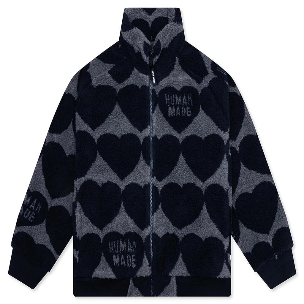 Heart Fleece Jacket Navy