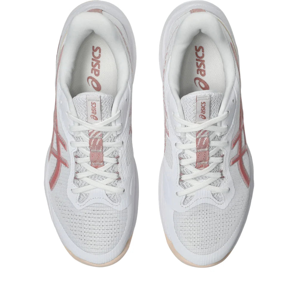 Tenis Asics Netburner Ballistic ff 4 Branco Rosa