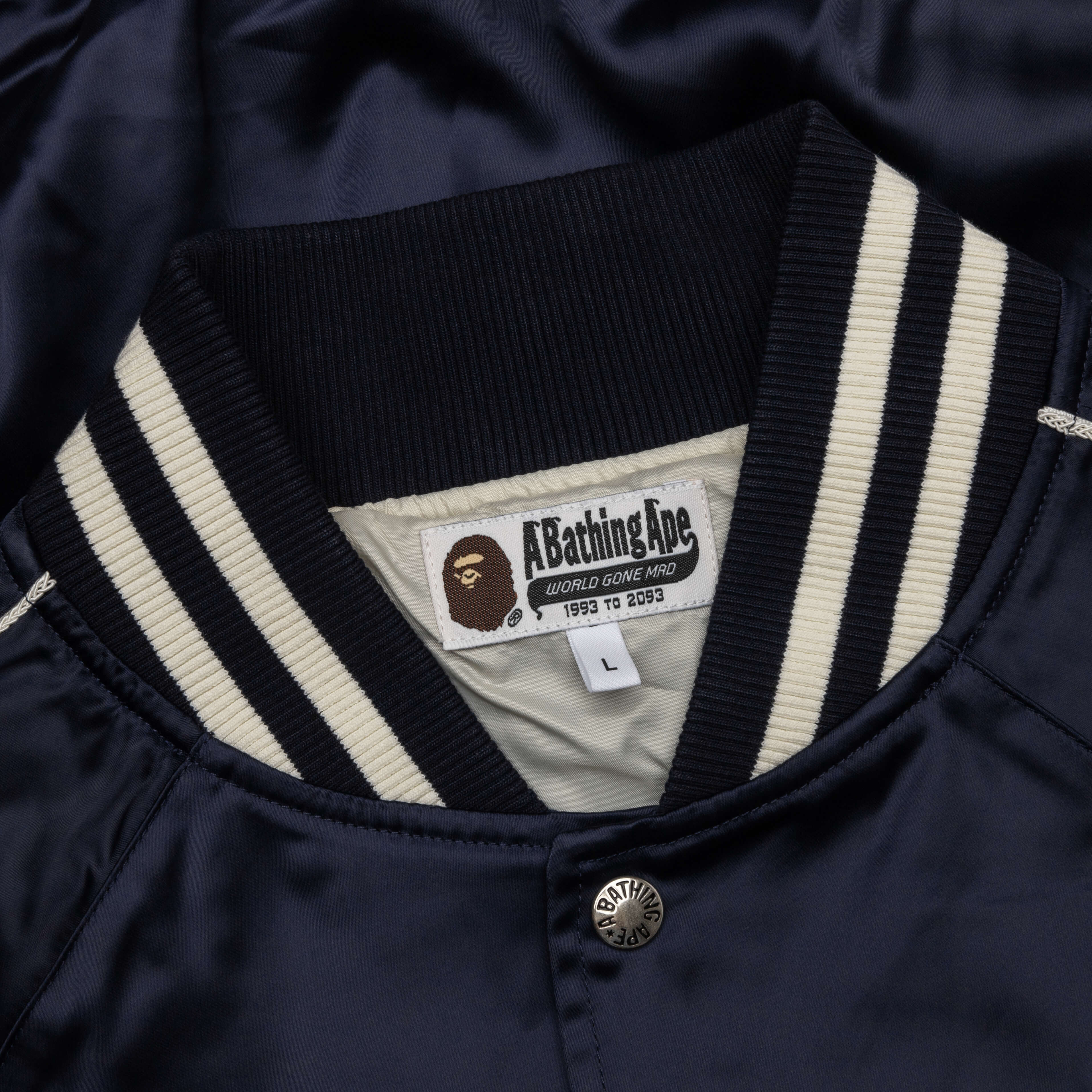 A Bathing Ape Nylon Varsity Jacket Navy
