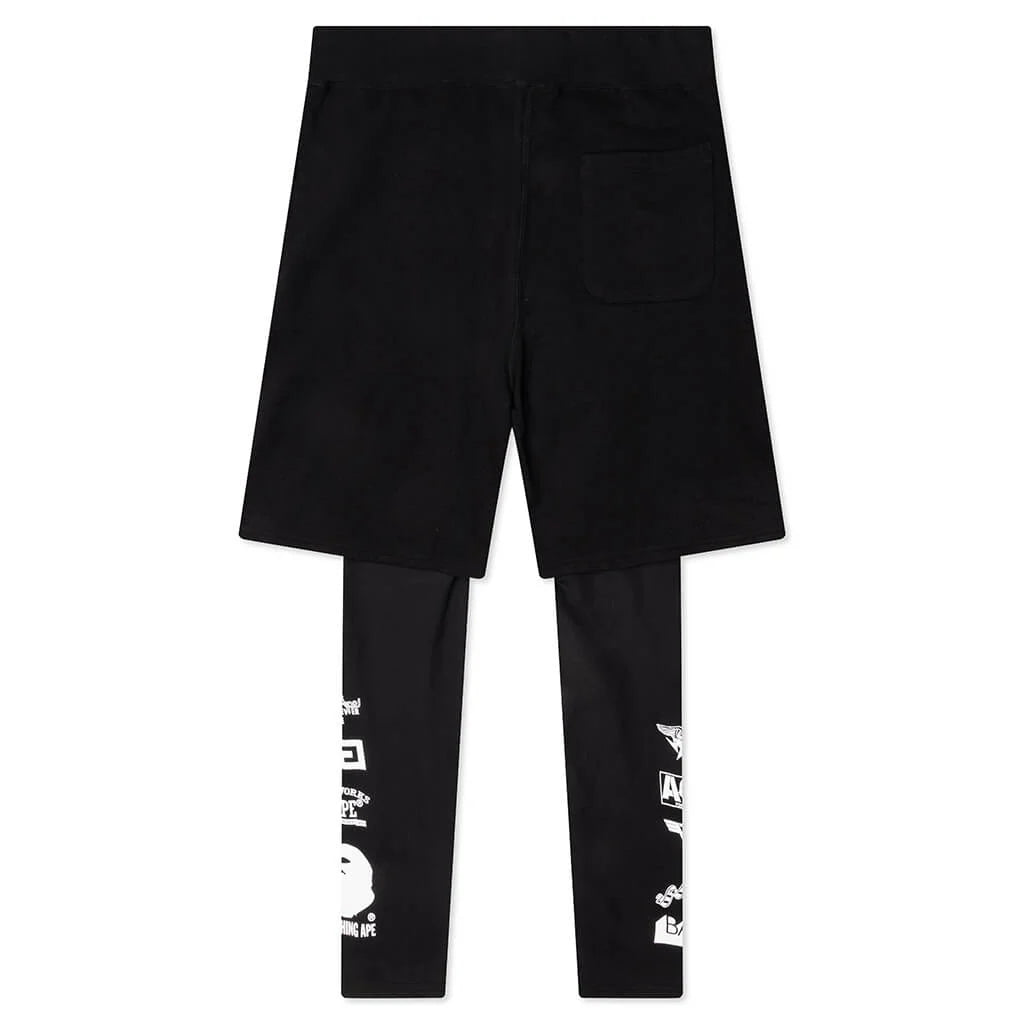 Multi Logo Shorts with Leggings Black