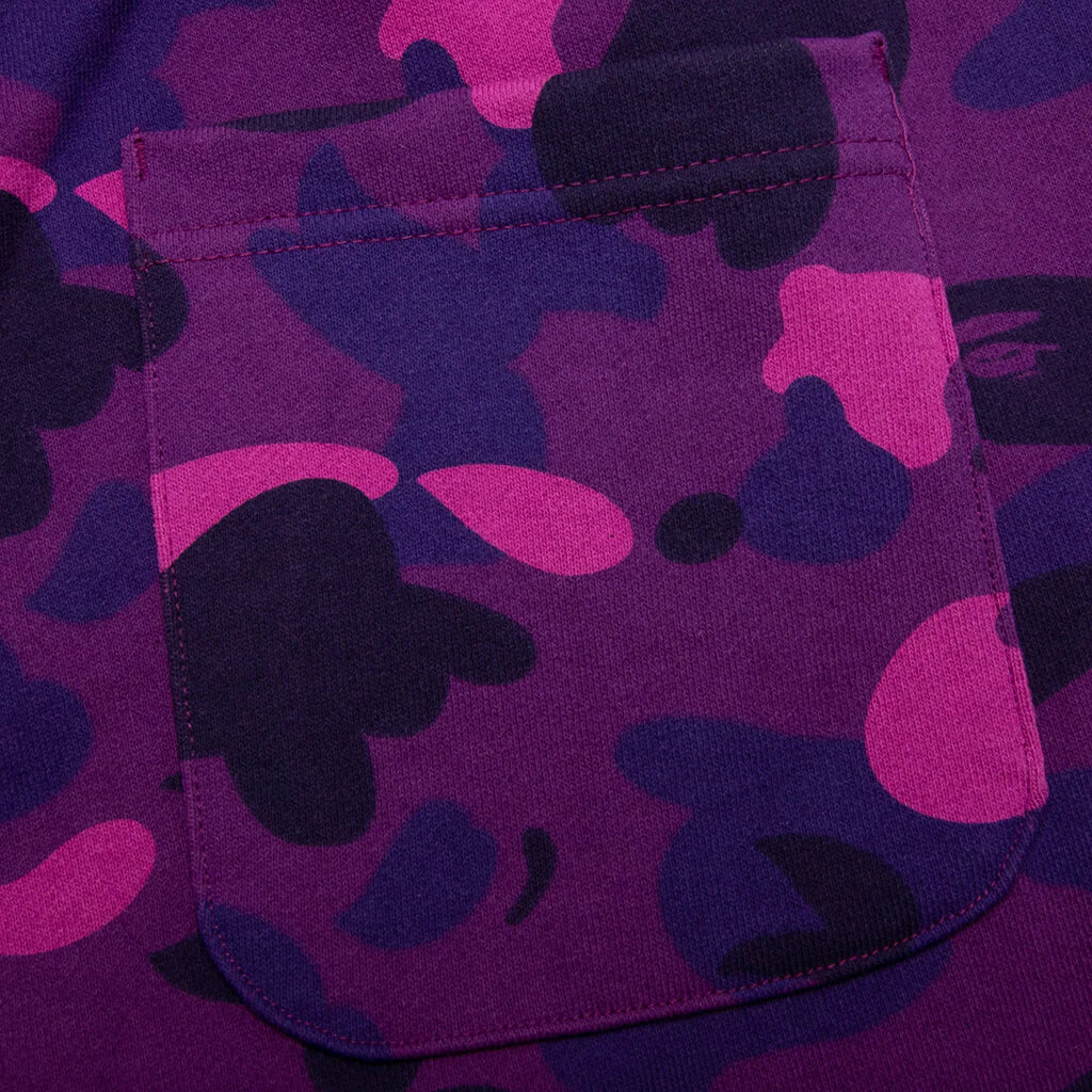 Color Camo Cutting Sweat Shorts Purple