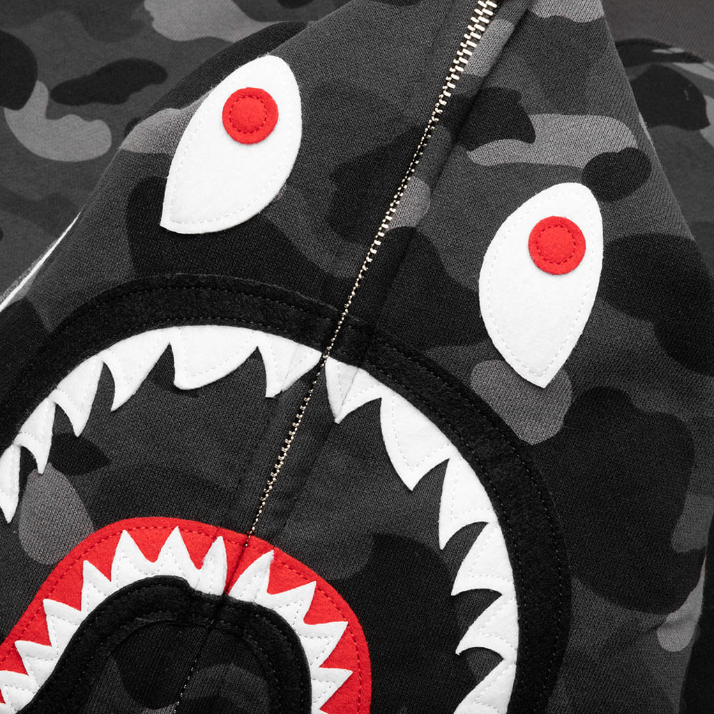Color Camo Shark Full Zip Hoodie Black