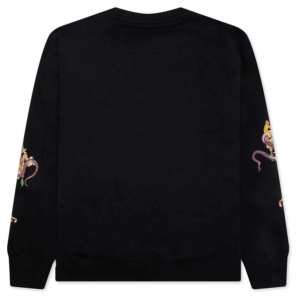 Fleece Sweatshirt with Chandelier and Snake Black