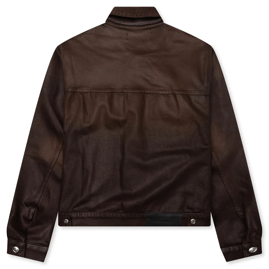 Waxed Denim Trucker Jacket Brown Wash