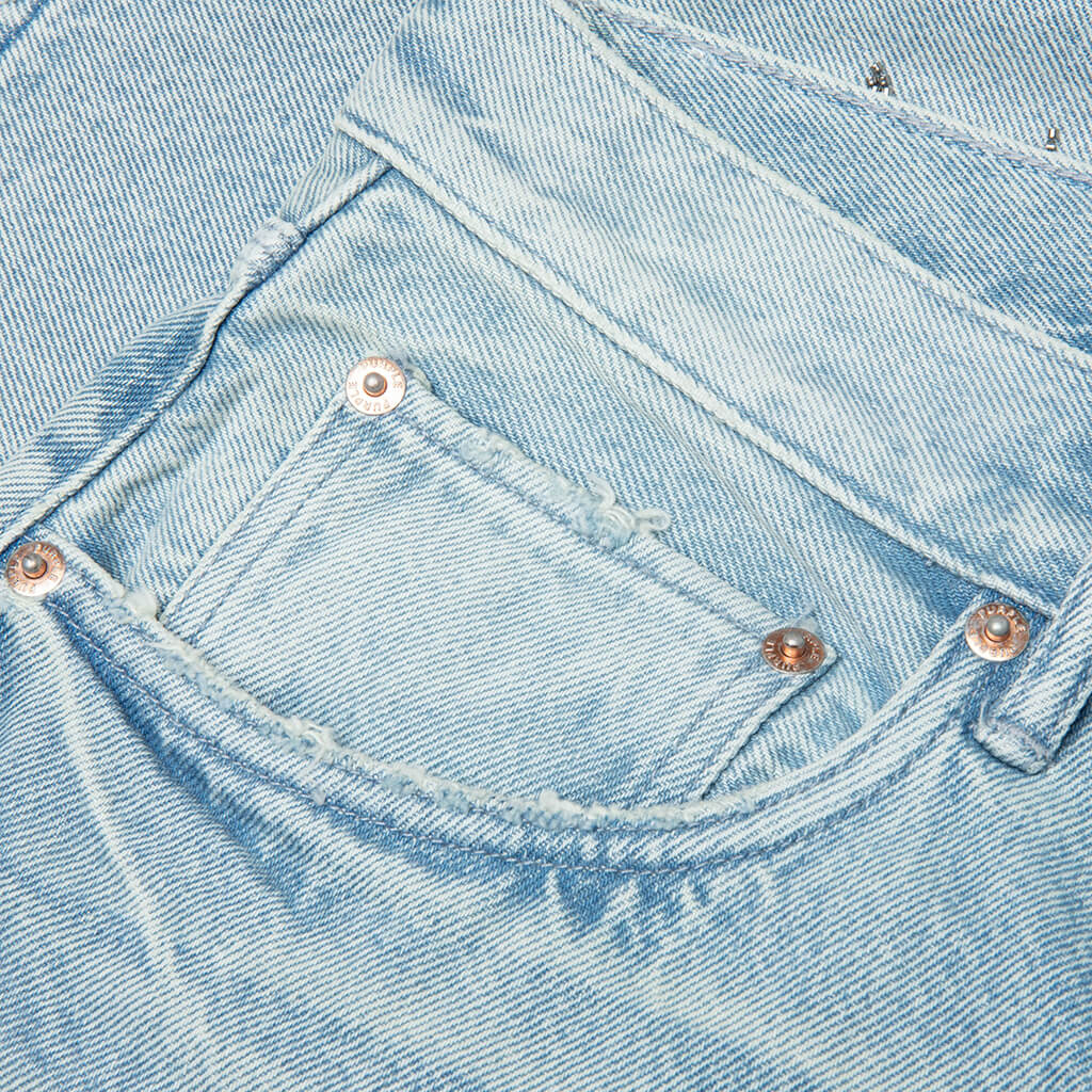 Beaded Splatter Denim Shorts Light Indigo