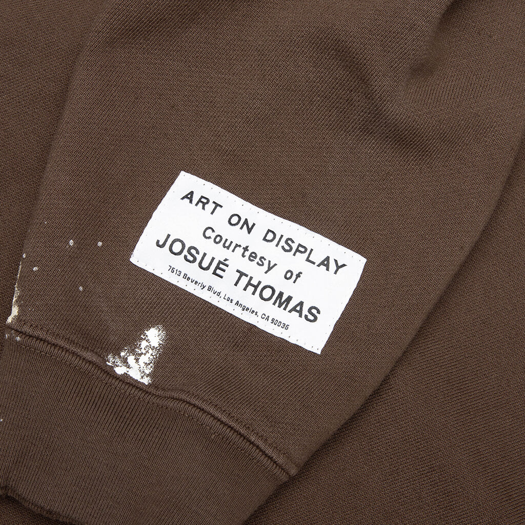 French Logo Painted Hoodie Sepia