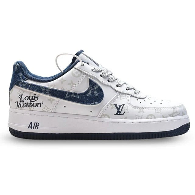 Louis Vuitton x Nike Air Force 1 White Navy Monogram Custom