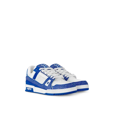 Louis Vuitton LV Trainer Sneaker Denim Monogram Blue Diamond