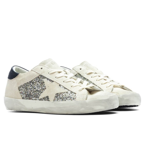 Womens Glitter Suede Super Star Platinum Beige Black